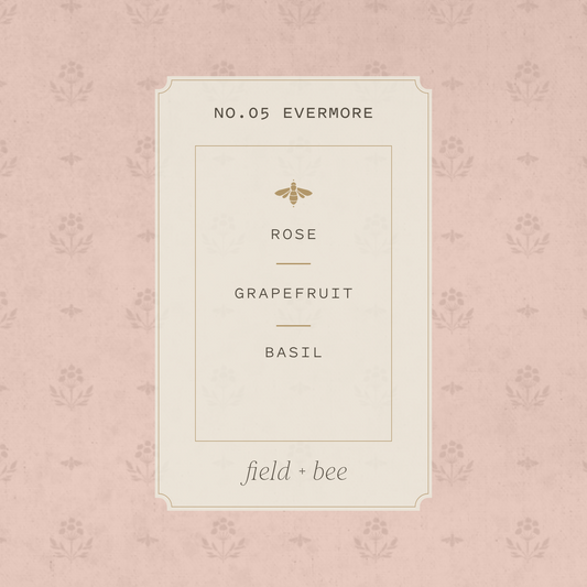 Field + Bee No. 05 Evermore scent card: Rose, Grapefruit, Basil