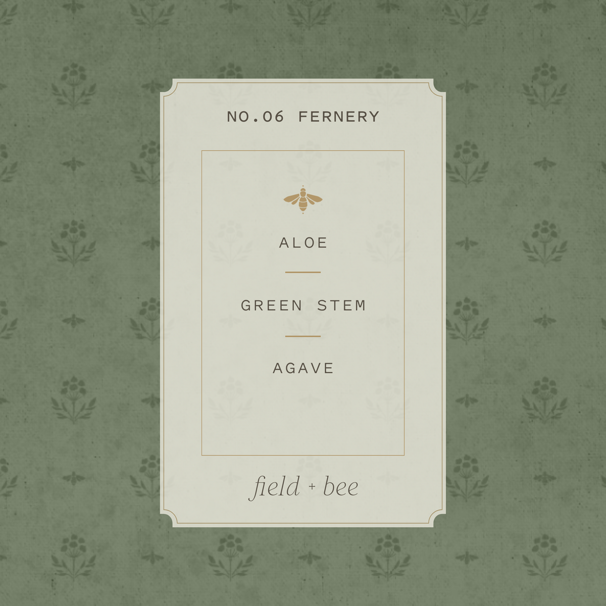 Field + Bee No. 06 Fernery scent card: Aloe, Green Stem, Agave