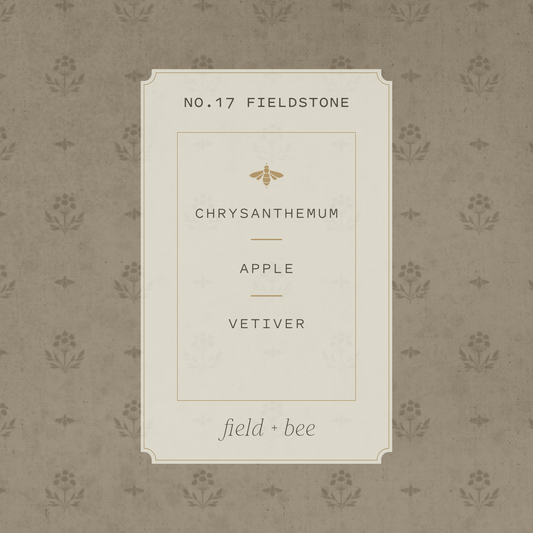 Field + Bee No. 17 Fieldstone scent card: Chrysanthemum, Apple, Vetiver