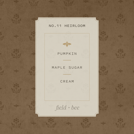 Field + Bee No. 11 Heirloom scent card: Pumpkin, Maple Sugar, Cream