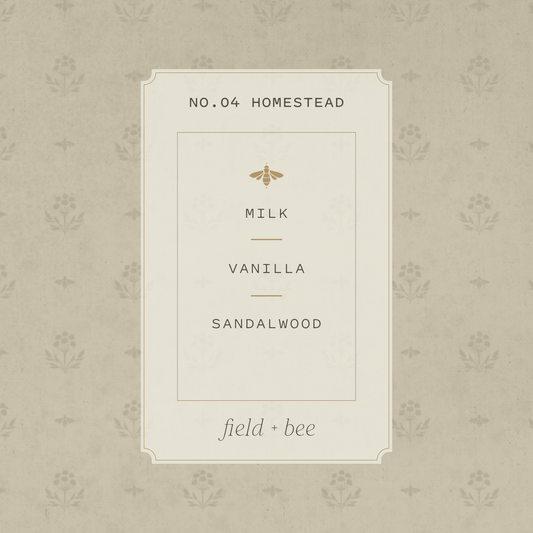 Field + Bee No. 04 Homestead scent card: Milk, Vanilla, Sandalwood