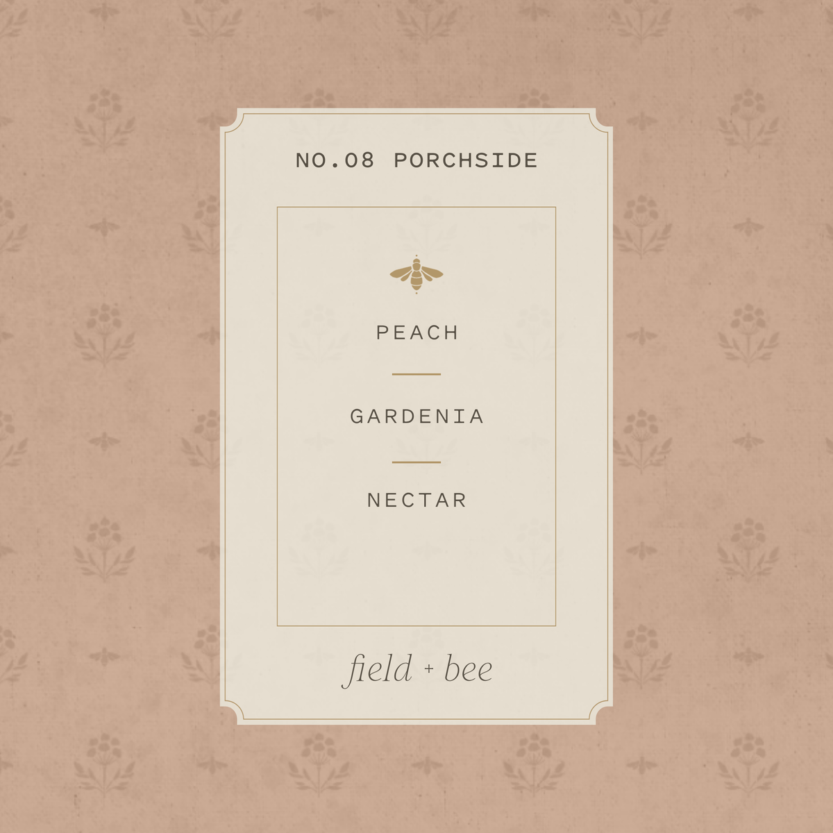 Field + Bee No. 08 Porchside scent card: Peach, Gardenia, Nectar