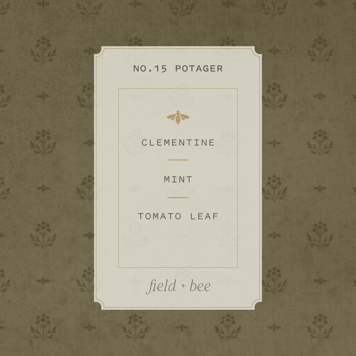 Field + Bee No. 15 Potager scent card: Clementine, Mint, Tomato Leaf