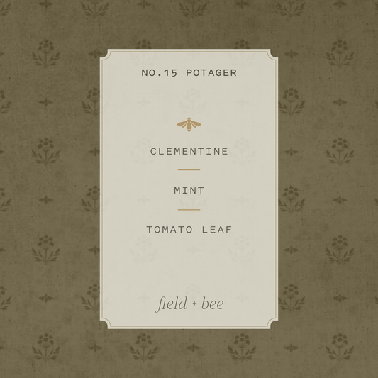 Field + Bee No. 15 Potager scent card: Clementine, Mint, Tomato Leaf