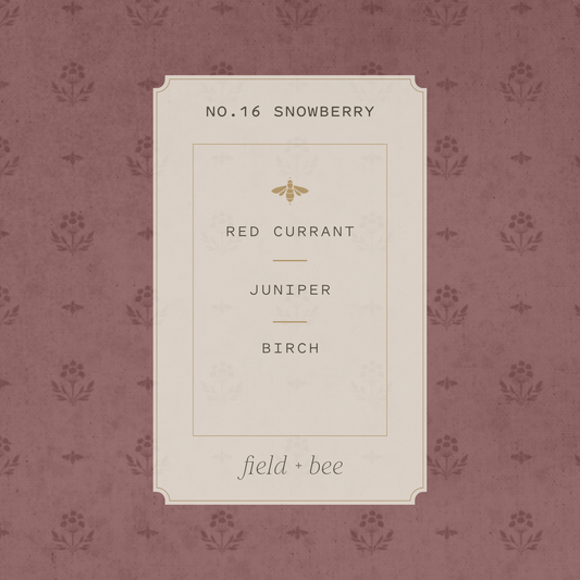 Field + Bee No. 16 Snowberry scent card: Red Currant, Juniper, Birch
