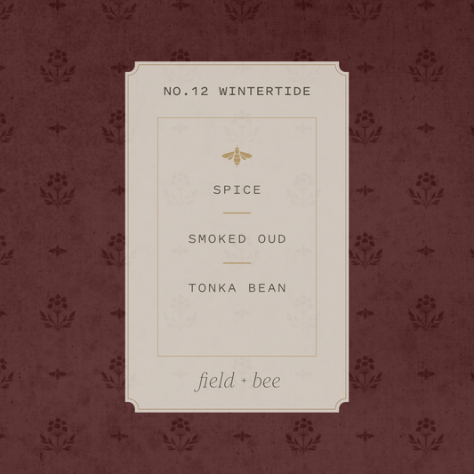 Field + Bee No. 12 Wintertide scent card: Spice, Smoked Oud, Tonka Bean